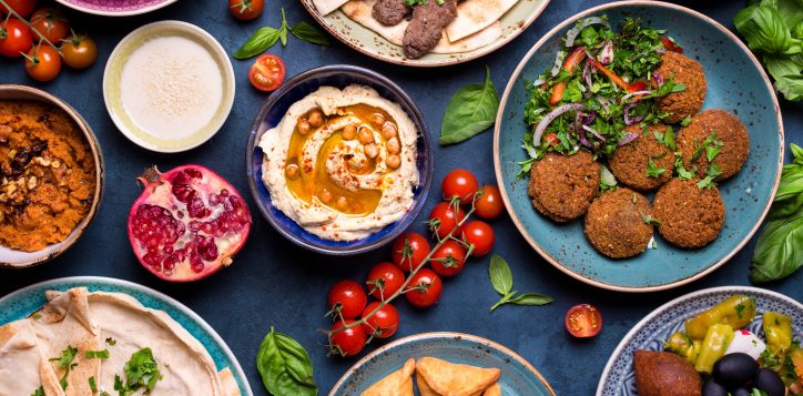 middleeasternorarabicdishesandassortedmezeconcreterustic-2